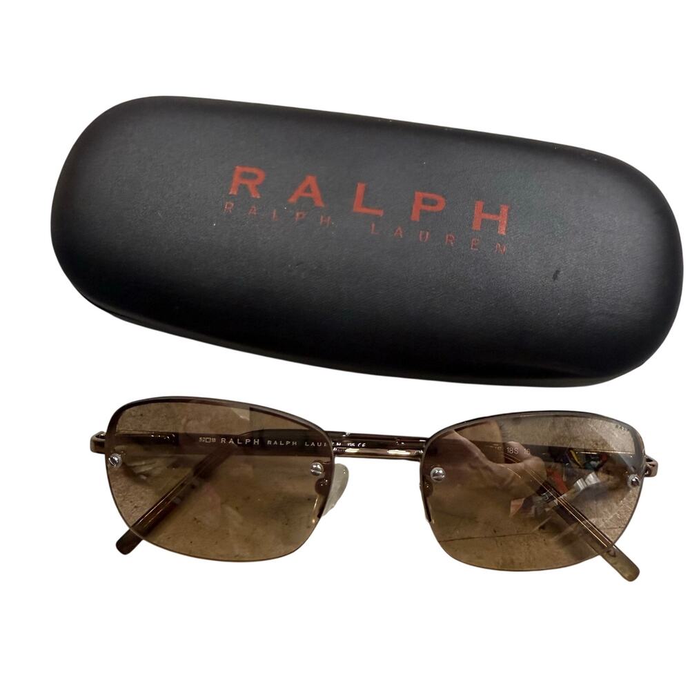 RALPH LAUREN 973/S 18s Sunglasses Dark Metal w/ Brown? Lenses Rimless w/ Case